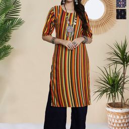 HERE&NOW Pack Of 3 Printed Straight Kurtas-image-71