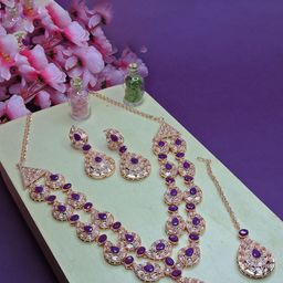 VATSALYA creation Gold-Plated Artificial Stones Studded Necklace Set-picture-38