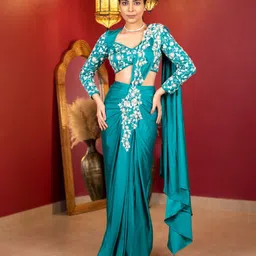 THE BEHRUZ THEORY Zari Satin Ready to Wear Saree-image-38