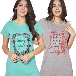 TRENDY WORLD Adults-Women Turquoise Blue Tshirts-image-46