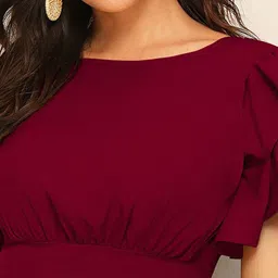 CORSICA Flutter Sleeve Blouson Crop Top image 5