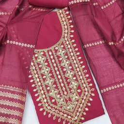 Mitera Embroidered Art Silk Unstitched Dress Material-image-28
