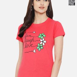 Dreambe Women Pack Of 2 Typography Printed Round Neck Cotton T-shirts-picture-38