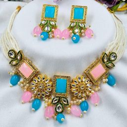 eeooaa Women Pink Jewellery Set-image-132