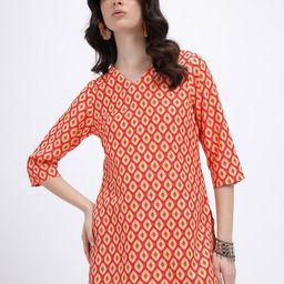 Anouk Rustic Geometric Printed V-Neck Straight Kurti-picture-17