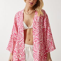 Happiness istanbul Printed Longline Shrug-50