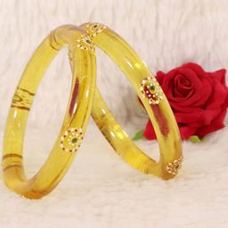ZULKA Set Of 2 Polka Dot Printed Glass Bangles-44