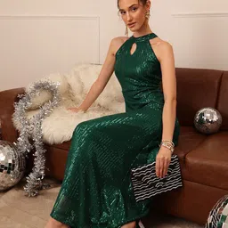 all about you Women Embellished Keyhole Neck A-Line Maxi Dress-picture-9