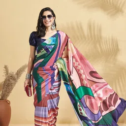 RACHNA Abstract Printed Ready to Wear Block Print Saree-image-64