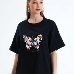 WOBE Women Floral Printed Round Neck Pure Cotton T-shirt-image-103
