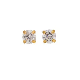 STUDEX Stainless Steel 24K Pure Gold Plated Cubic Zirconia Studded Circular Shaped Studs-7