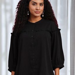 DressBerry Women Black Shirt Style Crepe Top-image-16