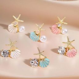 M55 Korean Gold-Plated Artificial Stones Studded Contemporary Shaped Studs-9