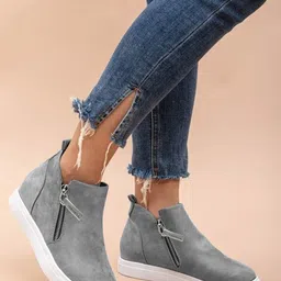 shoetopia Stylish Trendy Comfotable Smart Casual Grey Boots For Girls Boots For Women-picture-15