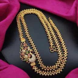 Amreican Diamond Gold Plated 24 Inch Mugappu thali Chain For Women and Girls Diamond Gold-plated Plated Copper Chain-27