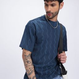 glitchez Chevron Edge Textured Relaxed T-shirt-image-85