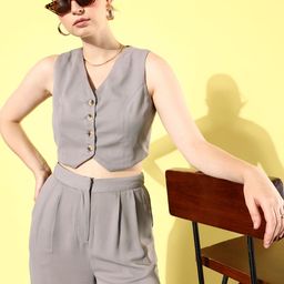 QUIERO Women Solid Waistcoat with Trousers-image-36