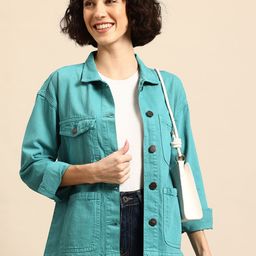 Mast & Harbour Twill Pure Cotton Denim Jacket-image-42