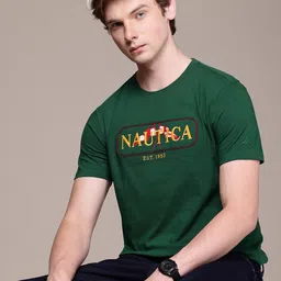 Nautica Brand Logo Embroidered Pure Cotton T-shirt-picture-9