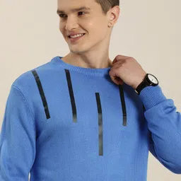 HERE&NOW Round Neck Long Sleeves Striped Acrylic Pullover-image-26