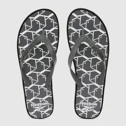 Reebok Men Charcoal Grey & White Geometric Print Thong Flip-Flops-image-42