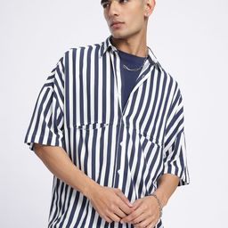 glitchez Nautical Vibes Striped Relaxed Shirt-image-11