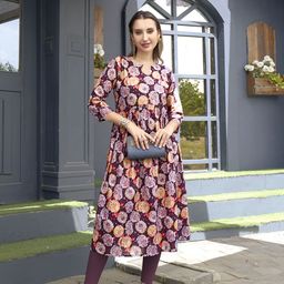 Anouk Floral Printed A-Line Cotton Silk Kurta-image-63