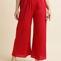 Fabclub Women Solid Wide Leg Palazzos-image-129