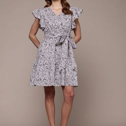 Nautica Print Flutter Sleeve Fit & Flare Dress-image-93