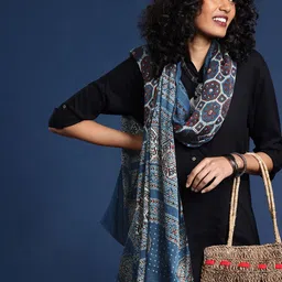 Taavi Ethnic Motifs Printed Block Print Dupatta-18