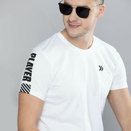 HERE&NOW Men White Printed Sleeve T-shirt-image-63
