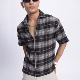 Kook N Keech Monochrome Magic Tartan Checks Flannel Shirt-image-95