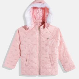 Allen Solly Junior Girls Pink Printed Padded Jacket-picture-27