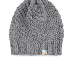 Magic Needles Unisex Grey Self Design Beanie image 3