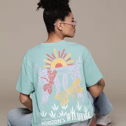 The Roadster Lifestyle Co. Women Printed Pure Cotton Oversized T-shirt-picture-22