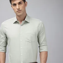 Van Heusen Pure Cotton Self Design Textured Slim Fit Opaque Formal Shirt-image-22