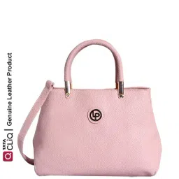 Lino Perros Baby Pink Solid Medium Handbag-image-79