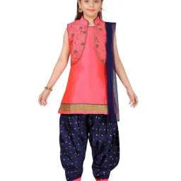 Aarika Kids Pink & Navy Embellished Kurti, Salwar With Dupatta-image-73