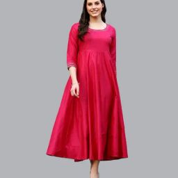 DECKEDUP Magenta Regular Fit Midi Dress-10