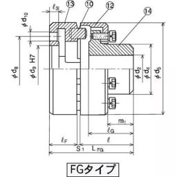 Mitsuboshi Nomex FG Type Chan Coupling Overall Length 343 mm, Max Torque 26500 Nm, 1500 RPM, Nor-Mex FG415-image-3