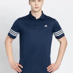 adidas Blue Regular Fit Striped Golf Polo T-Shirt-image-63