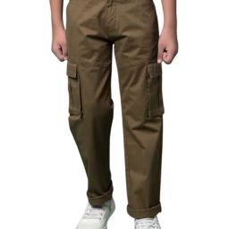Crimsoune Club Boys Brown Cotton Regular Fit Trousers-image-68