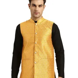 Sojanya Mustard & Gold Printed Nehru Jacket-picture-39