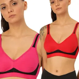 Lady Lyka Multicolor Non Wired Non Padded Sports Bra (Pack of 2)-image-84