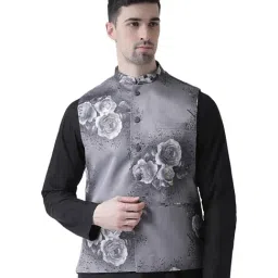 Tabard Grey Regular Fit Sleeveless Cotton Nehru Jacket-picture-31