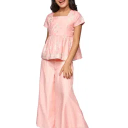 Global Desi Girl Pink Floral Top with Palazzos-image-52