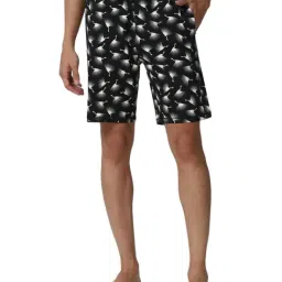 Peter England Black Cotton Regular Fit Printed Shorts-10