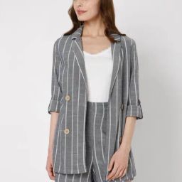 Vero Moda Grey Striped Blazer-image-14