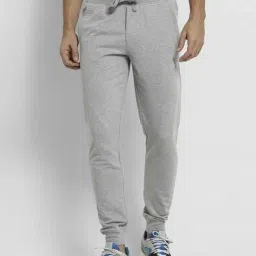 Van Heusen Athleisure Regular Fit Smart Tech Easy Stain Release Solid Joggers - Grey Melange-38