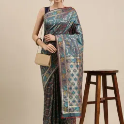 Blissta Rama Green Silk Woven Patola Saree With Unstitched Blouse-picture-45